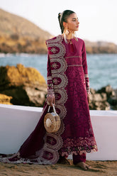 Dastan Luxury Lawn '25 | Cherry Wine | 3PC Embroidered Lawn Suit