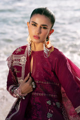 Dastan Luxury Lawn '25 | Cherry Wine | 3PC Embroidered Lawn Suit