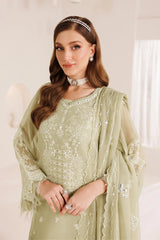 Close-up of embroidered organza sleeves border from Ahana