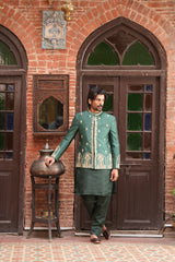 Crystal and sequin detailing on sherwani sleeve cuffs