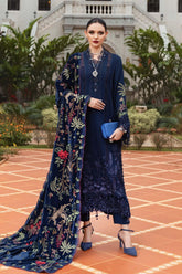 Maria B | WL-1312-Navy Blue | 3 Piece Unstitched Embroidered Twill Linen Suit