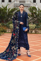 Maria B | WL-1312-Navy Blue | 3 Piece Unstitched Embroidered Twill Linen Suit