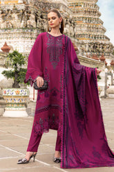 Maria B | MPT-2804-B | 3 Piece Unstitched Embroidered Twill Linen Suit