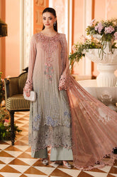 Maria B Chiffon | 3 Piece Embroidered Chiffon Suit MPC-26-202-Ombre Blossom