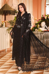 Maria B Chiffon | 3 Piece Embroidered Chiffon Suit MPC-26-204-Black