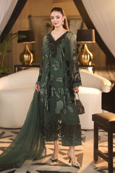 Maria B Chiffon | 3 Piece Embroidered Chiffon Suit MPC-26-207-Pine Green