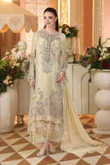 Maria B Chiffon | 3 Piece Embroidered Chiffon Suit MPC-26-208-Pastle Sunshine