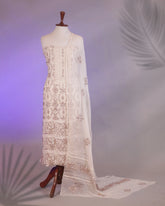 Detailed embroidery featuring kamdani and gota on Miraya dress