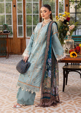 Embroidered center panel of Freesia lawn shirt by Sahane