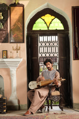 Embroidery details on Shaan-e-Pashto black traditional groom outfit