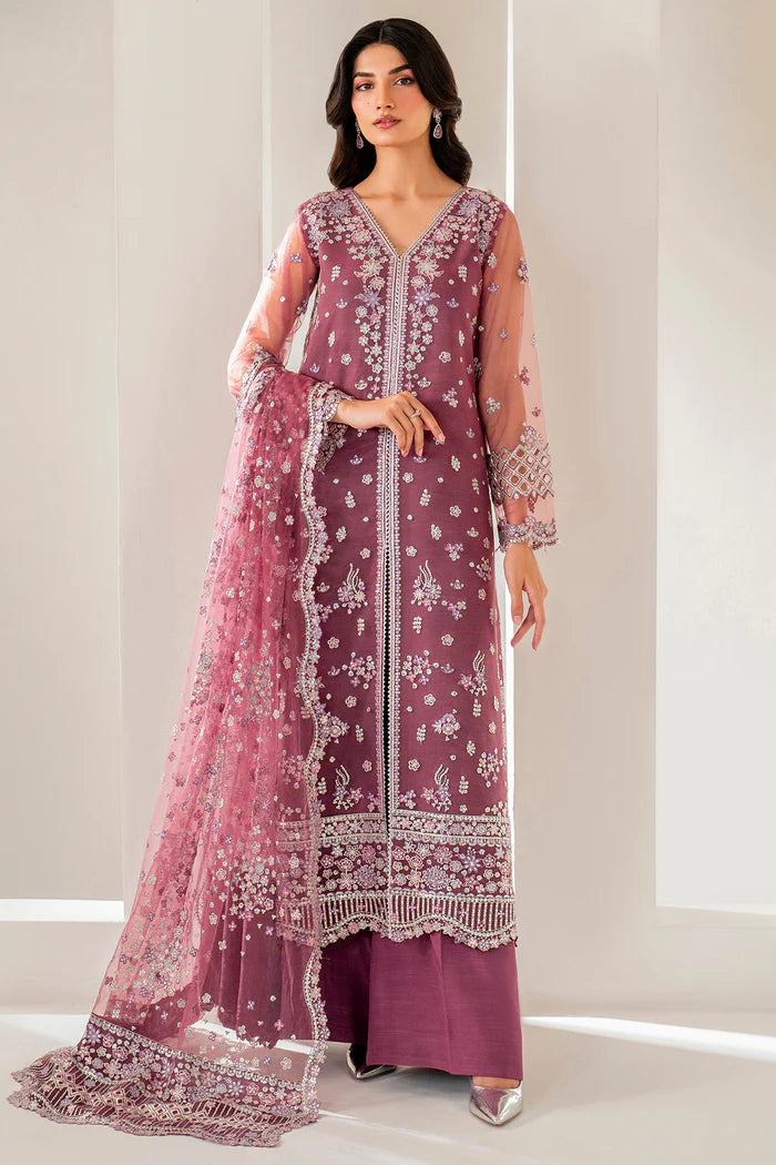 Farasha Ariana Festive Formal embroidered net shirt with dupatta