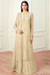 Farasha Beige Dusk Festive Formal embroidered chiffon outfit