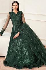 Farasha Emerald Muse Festive Formal collection embroidered net panels and sleeves