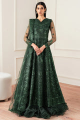 Farasha Emerald Muse Festive Formal embroidered net dress with raw silk trouser