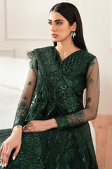 Farasha Emerald Muse designer formal dress with embroidered borders