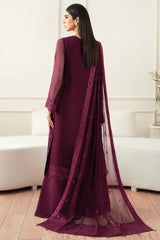 Farasha Regal Violet designer formal wear with borer embroidered panels