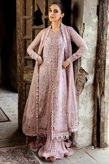Front neckline and border embroidery detail on RIONA chiffon suit