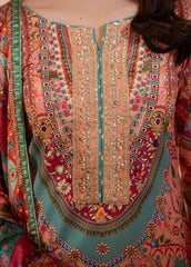 Gulaal | Velouré Printed Silk | Coral Éclat SKU:GS - 08