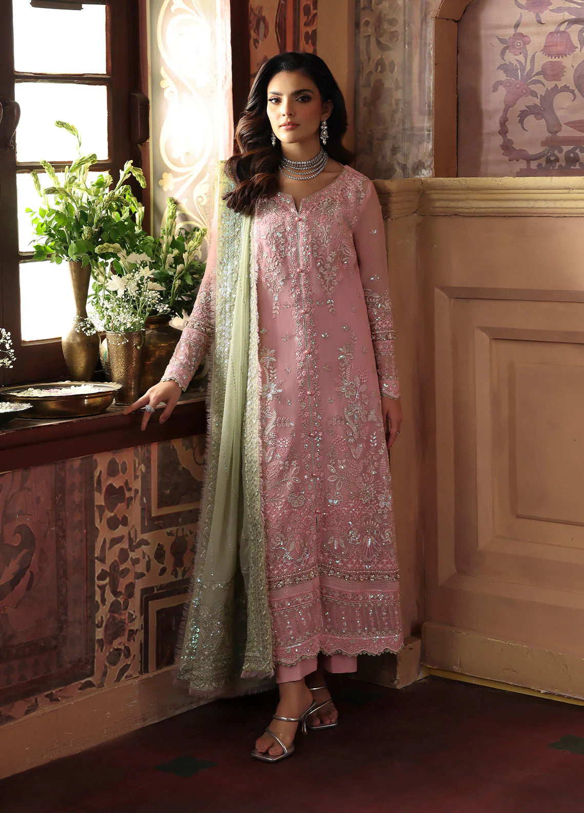 Gulaal Layana adda-work embroidered organza borders – Evayna Festive'25