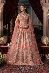 Imrozia Khushbu candy pink embroidered net front view