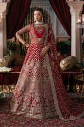 Imrozia Zeenat red embroidered net formal dress
