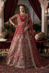 Imrozia Zeenat red embroidered net formal dress