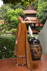 Kuch Khas K-103 - A outfit with stone embellished sleeves and chiffon dupatta