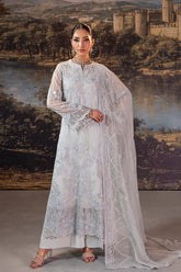 Lavish Premium Slate Gray outfit with embroidered chiffon dupatta and borders