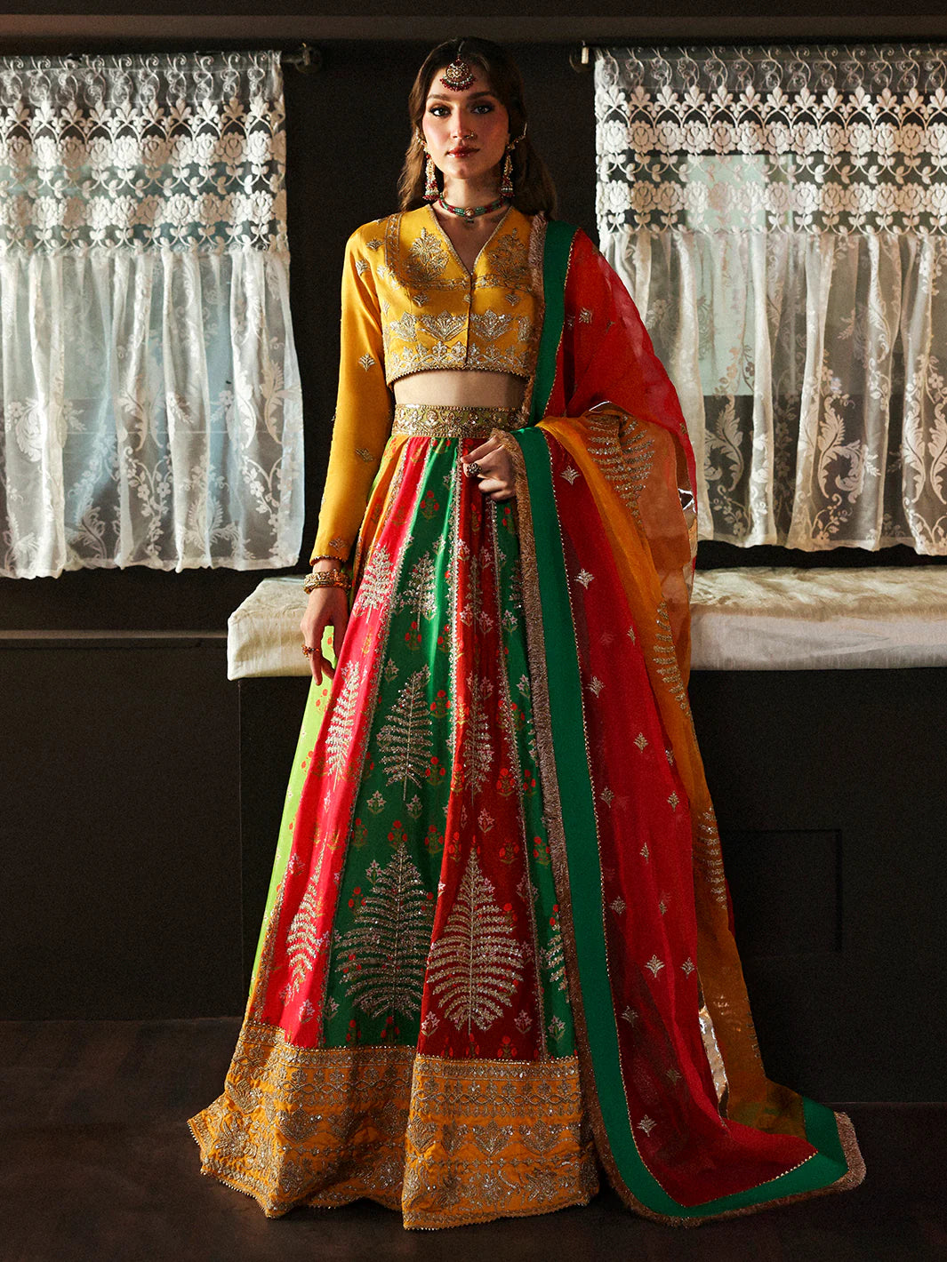 Mahnur Nazgul PK-07 designer dress with organza embroidered dupatta