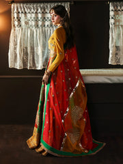 Mahnur Nazgul PK-07 luxury raw silk formal dress with embroidery