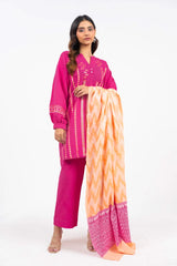Winter Collection '24 | FW 45-24-Pink | 3PC Embroidered Cambric Suit