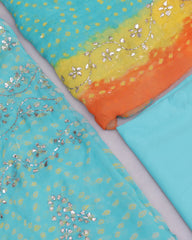 Plain dyed trouser paired with Azeira chunri dress