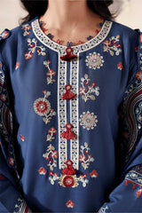 Moonlit Garden — blue embroidered marina suit by Cross Stitch. ❄️