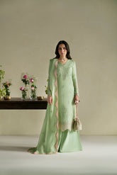 Vera Raw Silk Edit '26 | Gajra Mint Green Shirt Set
