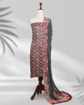 Lunara brown silk printed dress with chiffon dupatta – Highway Fashion