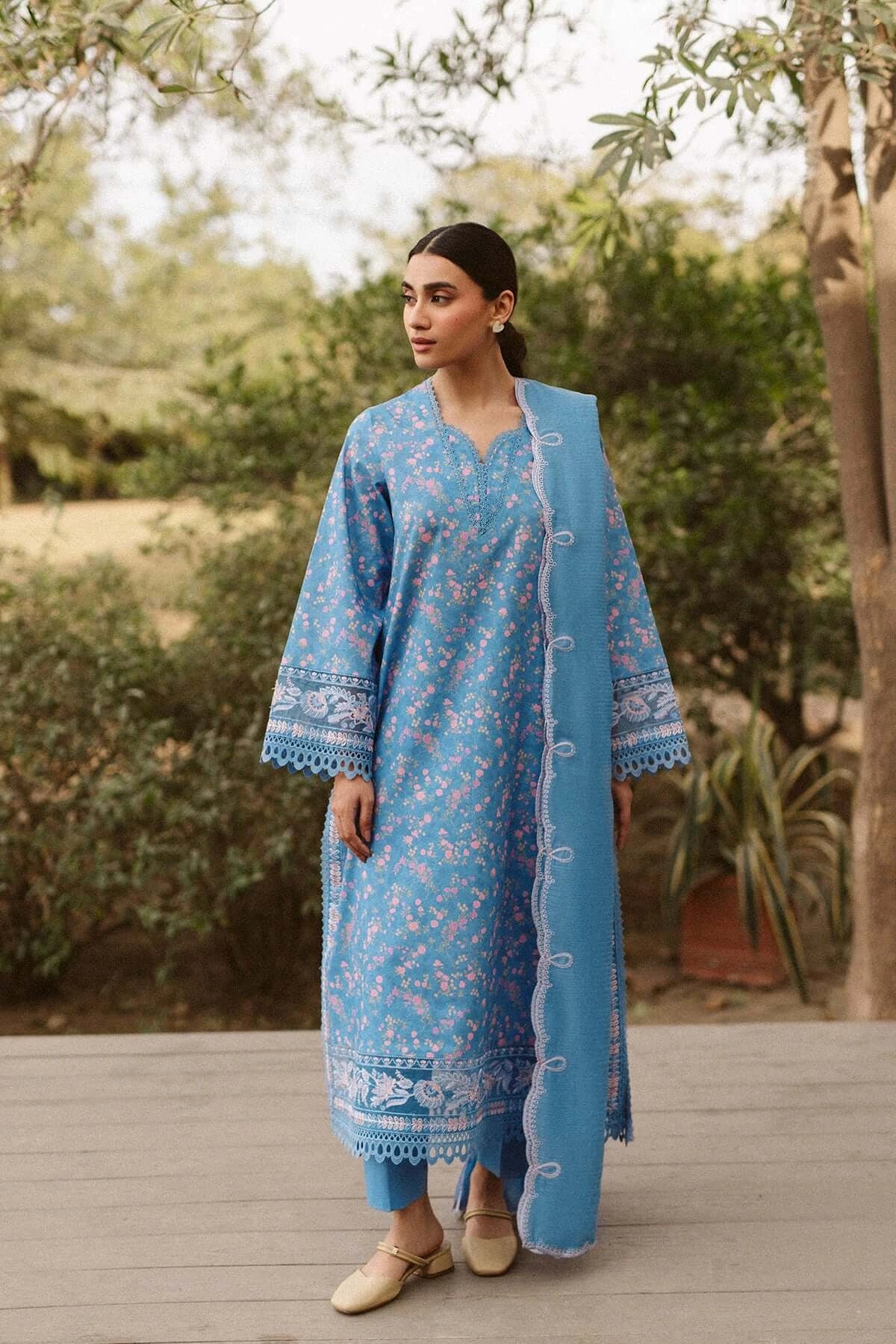 Front view of Ayzel Brielle embroidered formal suit