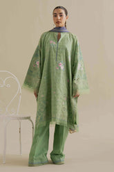 COCO By Zara Shahjahan Sufa-5A - Embroidered Jacquard Front (Pastel Green)