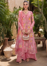 Cutwork embroidered printed front panel of Crimson TASAWAR Lawn '25