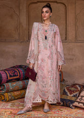 Embroidered front panel with cutwork in sorbet pink by Crimson