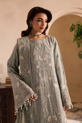 Detailed view of chiffon sleeves embroidery on ISMIRA dress