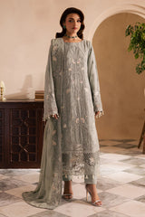 Front view of ISMIRA embroidered chiffon dress by Emaan Adeel