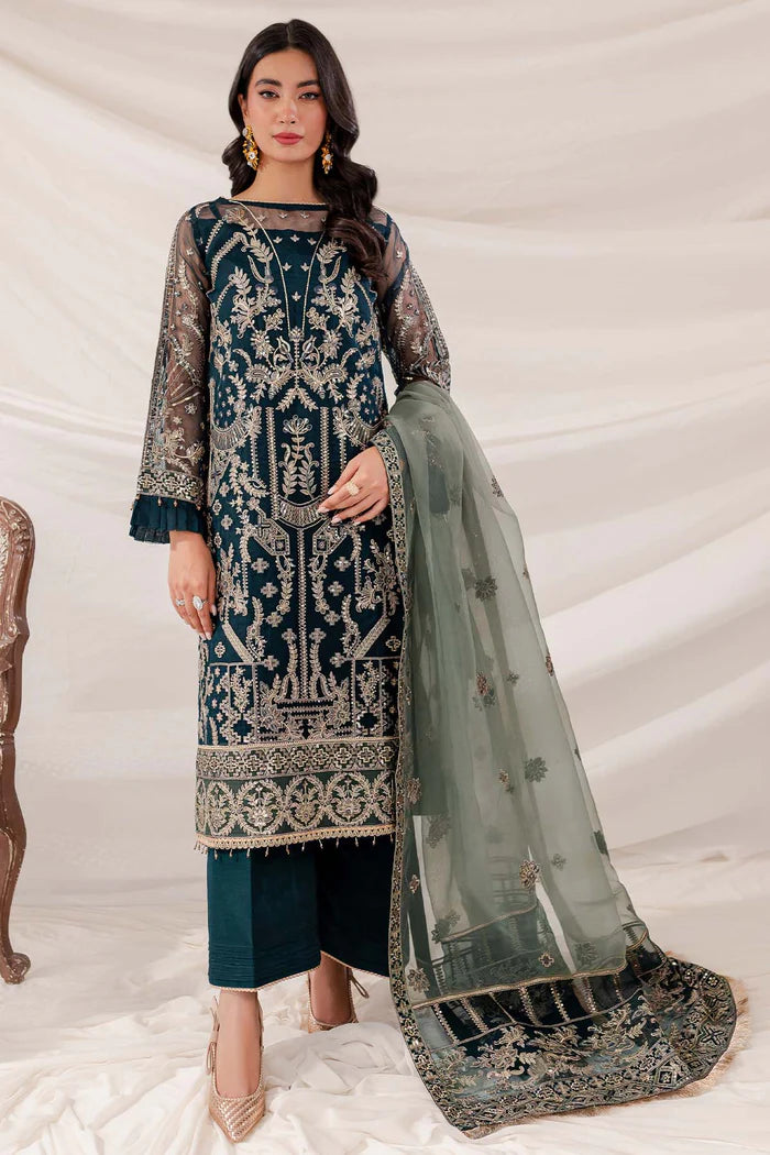 Embroidered dupatta border 01 of Farasha Shamrock