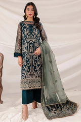 Embroidered dupatta border 01 of Farasha Shamrock