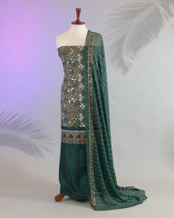 Highway Fashion Lume - Front View (Embroidered Raw Silk with Sequin Work)