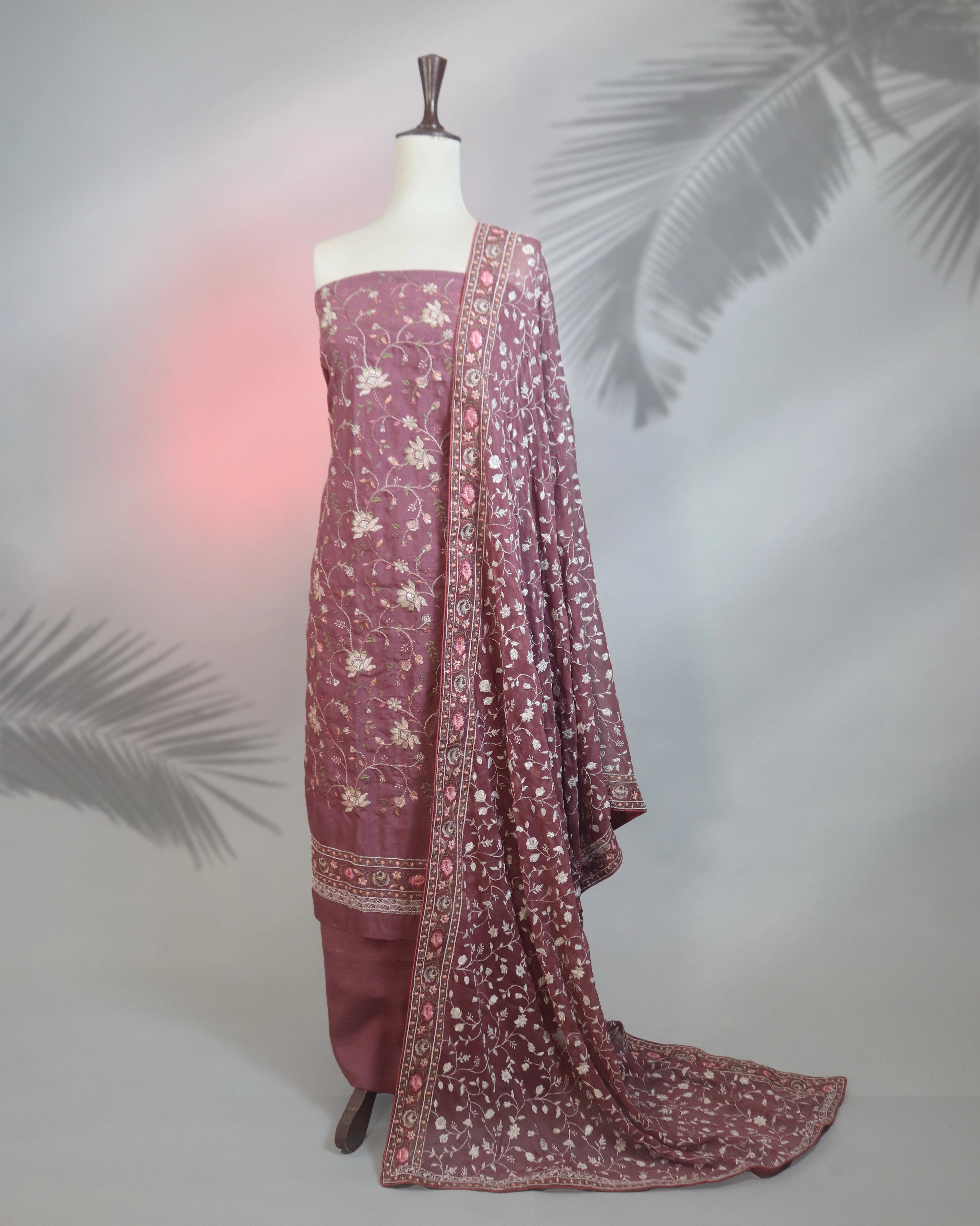 \Highway Fashion Velour Embroidered Raw Silk Suit - Front View (Code: Ezzz)