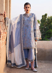 HussainRehar Fira Lawn Suit – Front View (Ice Blue, NIRMAL SS'25)