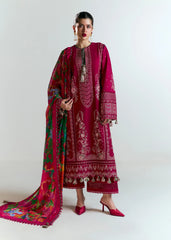 HussainRehar Saaha Red Lawn Suit – Front View (NIRMAL SS’25 Collection)
