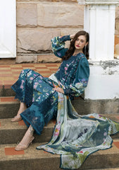 Elaf Signature - Embroidered Prints Collection With Chiffon Dupatta '26 | ESA-5A OCEANA VEIL