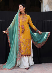 Chiffon Dupatta with Organza Borders - HussainRehar Masam Collection