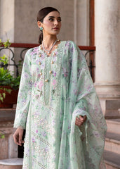 Embroidered sleeves in mint floral design from Bloom Lawn'25